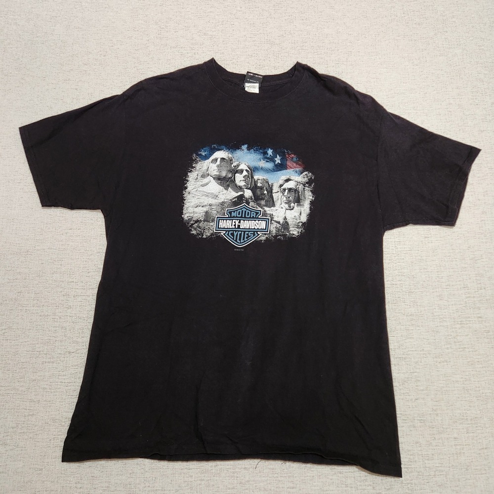 Harley-Davidson T-Shirt Mens 2XL Black Mount Rushmore Black Hills Rapid City SD